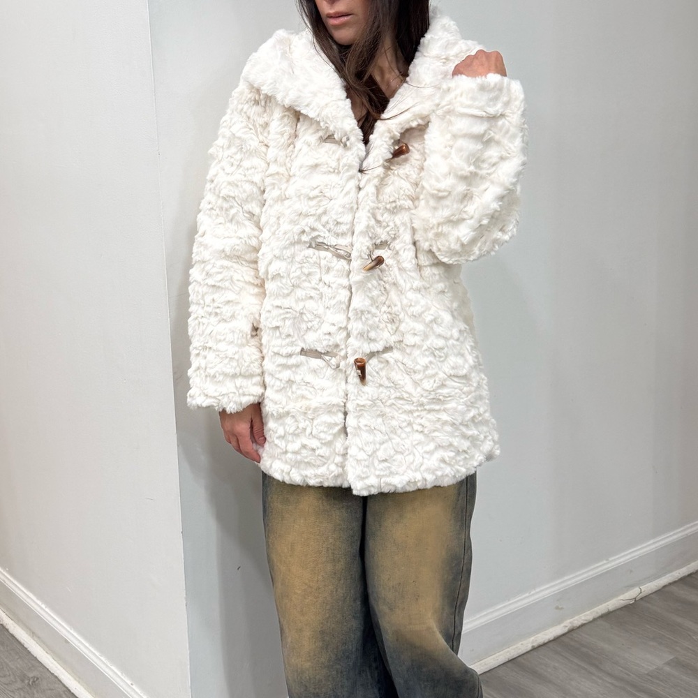 ShopEvelynne White Teddy Jacket with Wooden Toggles - Picture 2 of 2